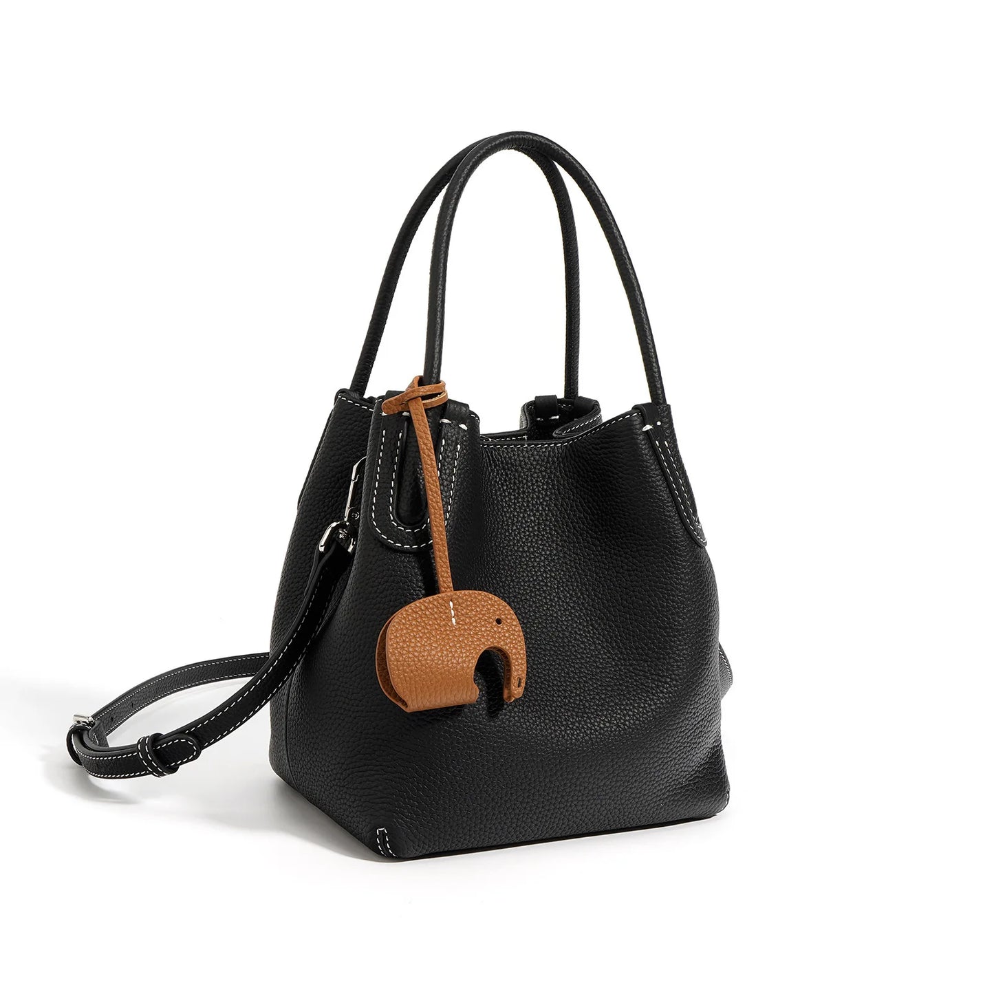 Bolso de Cuero con Adorno de Elefantito