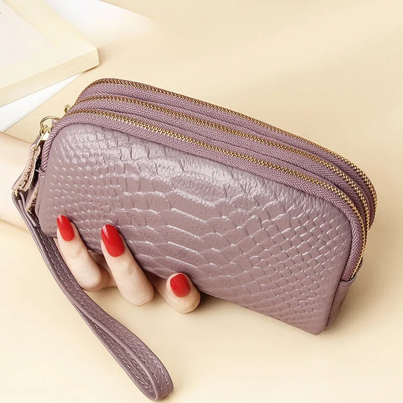 Bolso de Mano de Cuero con Diseño de Estampado de Serpiente