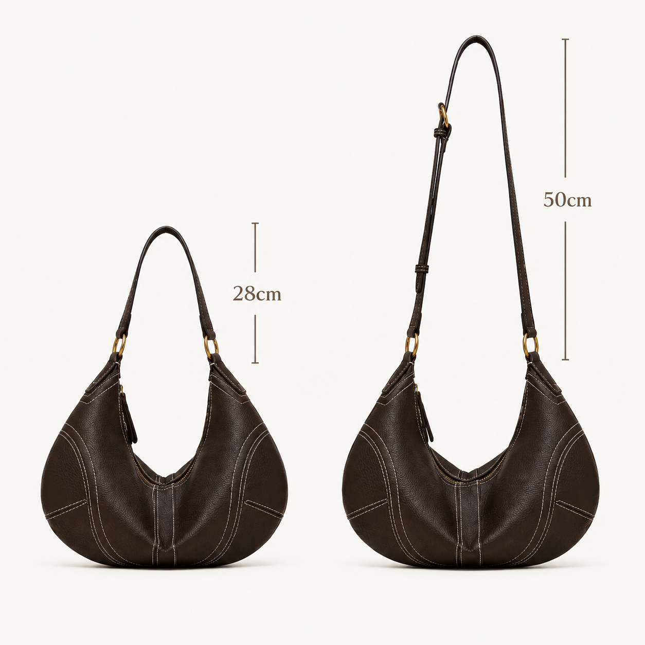 Bolso Media Luna de Cuero Genuíno