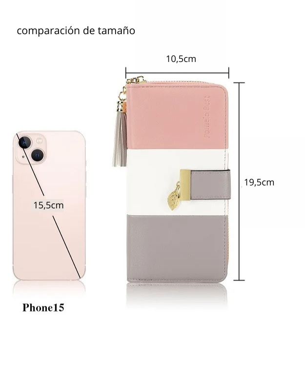 Cartera de Mujer en Cuero Sintético con Cremallera y Diseño Elegante