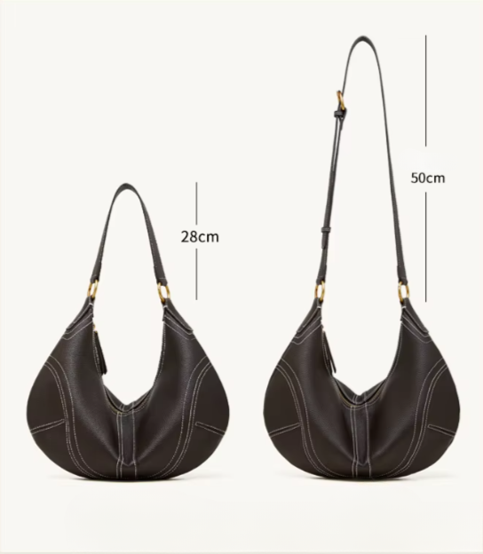 Bolso Bandolera Media Luna de Cuero Genuino