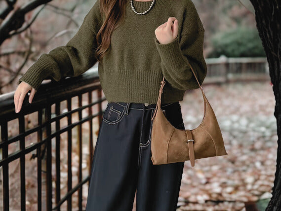 Bolsos de Hombro de Ante Natural