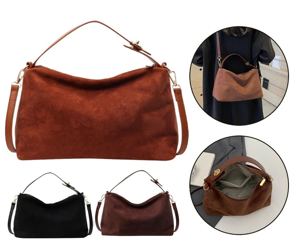 Bolso de Hombro de Ante Vegano para Mujer – Estilo Elegante y Versátil