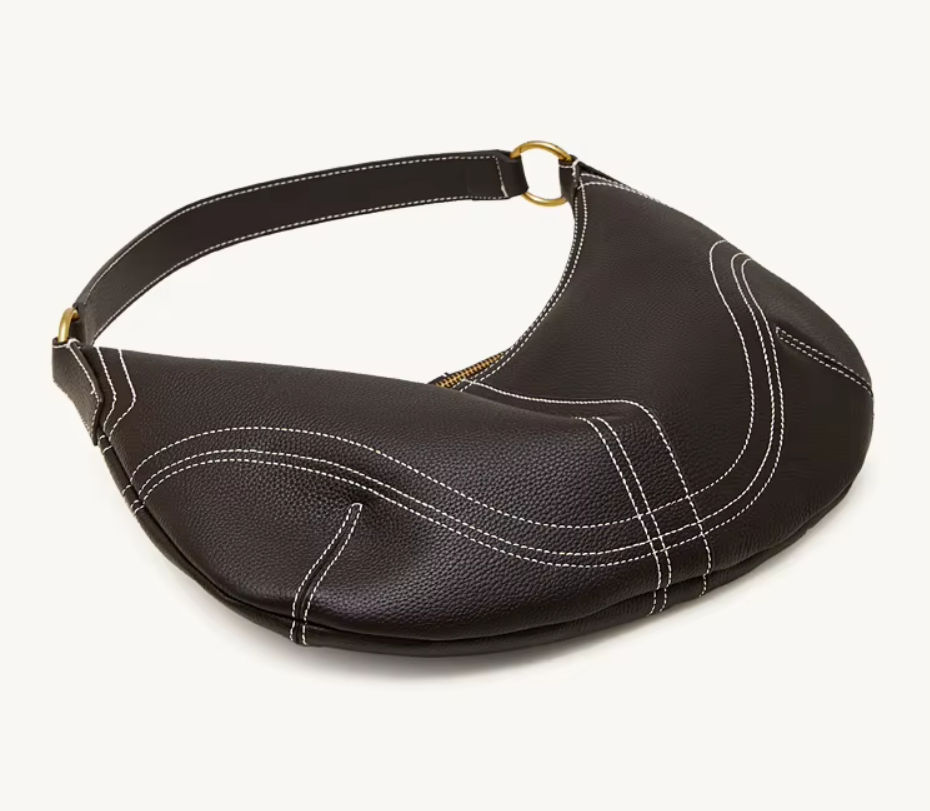 Bolso Bandolera Media Luna de Cuero Genuino