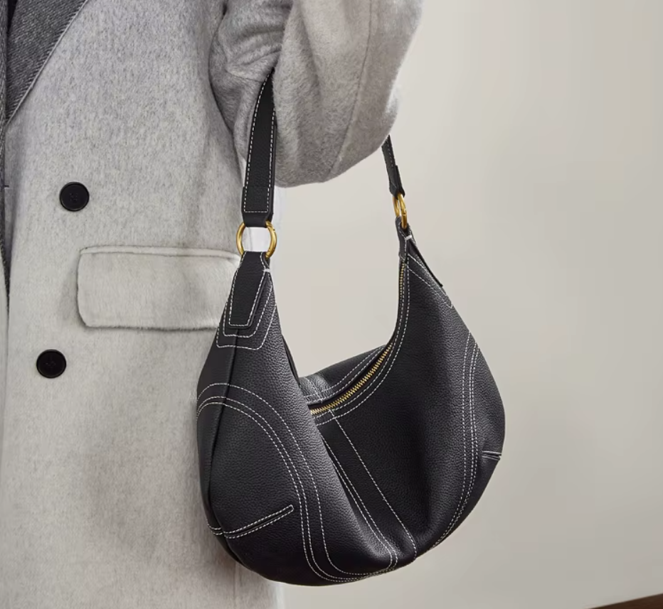 Bolso Bandolera Media Luna de Cuero Genuino