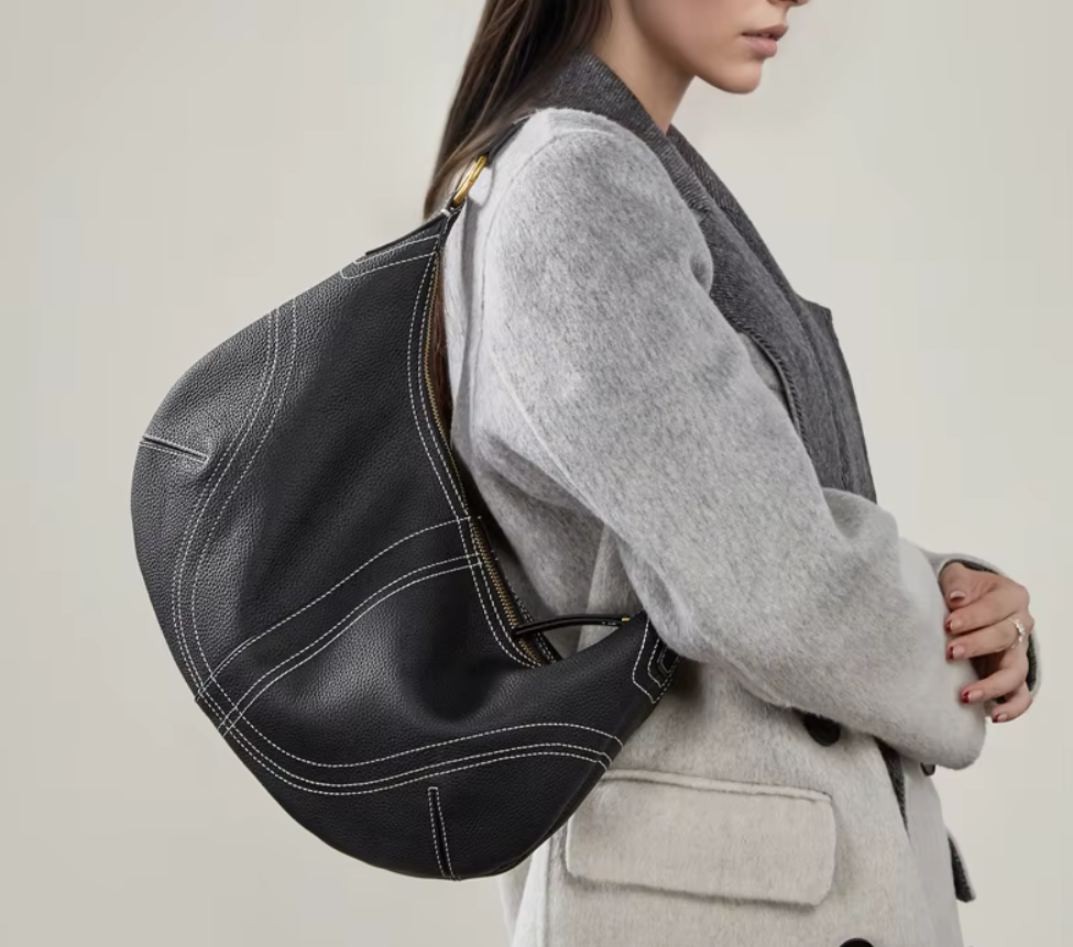 Bolso Bandolera Media Luna de Cuero Genuino