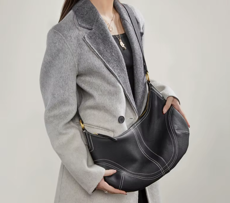 Bolso Bandolera Media Luna de Cuero Genuino