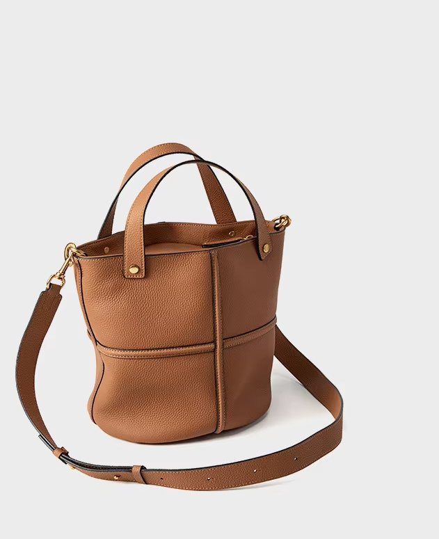 Bolso Tipo Bucket Cuero Genuino