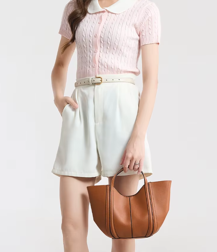 Bolso Bandolera con Decoración de Costuras