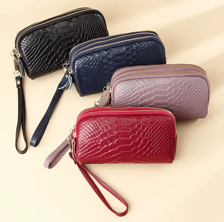 Bolso de Mano de Cuero con Diseño de Estampado de Serpiente