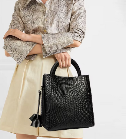 Bolso en Cuero Auténtico Trenzado