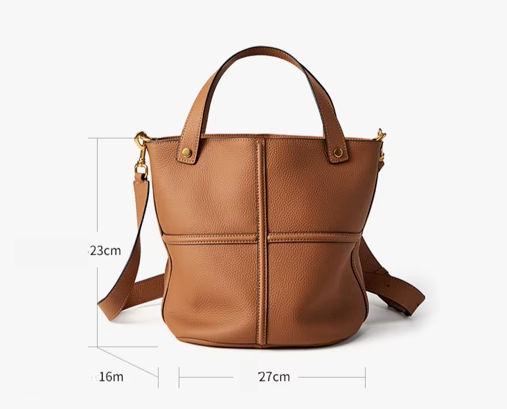 Bolso Tipo Bucket Cuero Genuino