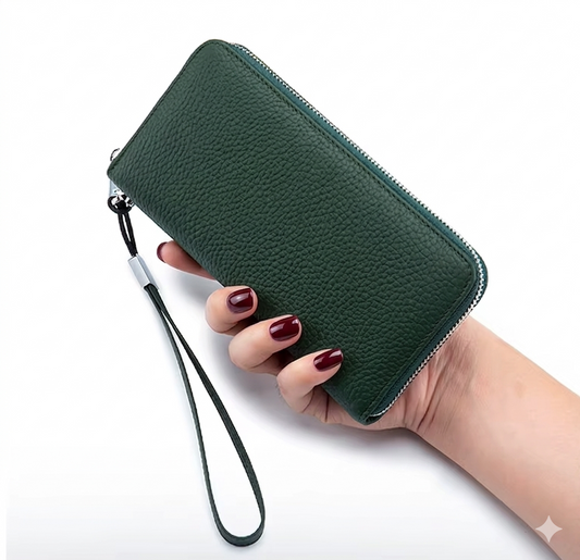 Cartera de Mujer de Cuero Genuino con Función RFID