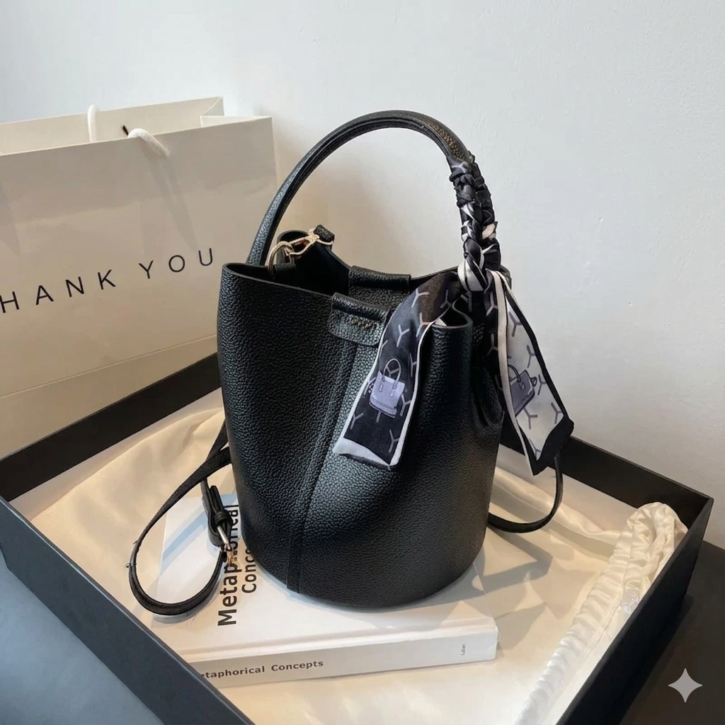 Bolsos de Hombro tipo Bucket con Costura de Hilo