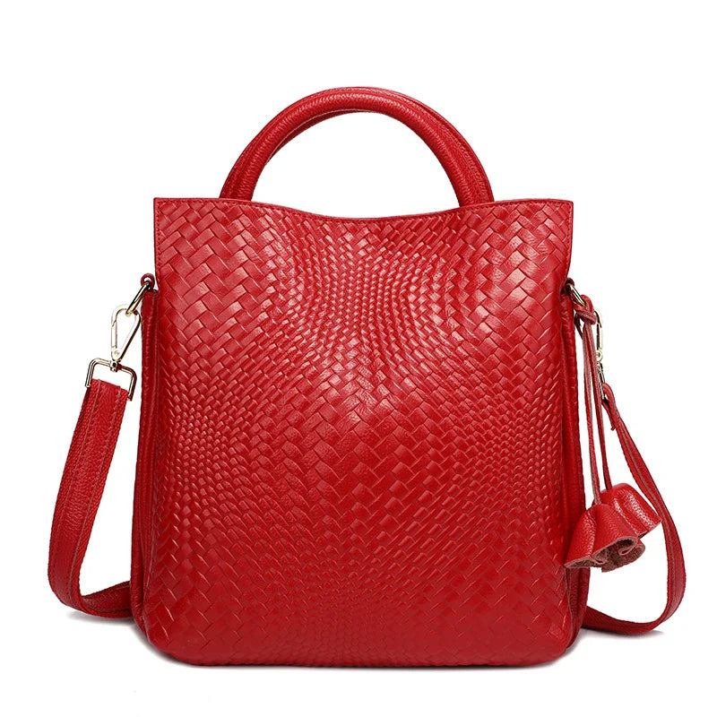 Bolso en Cuero Auténtico Trenzado