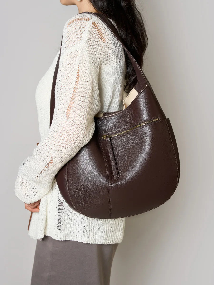 Bolso Hobo de Cuero Genuíno