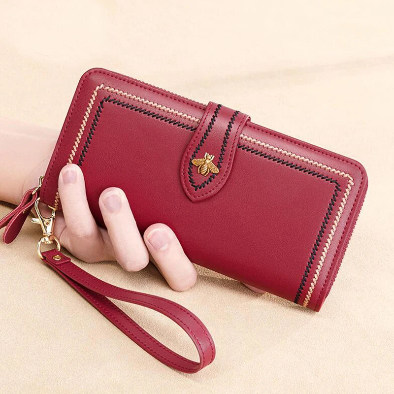 Cartera de Mujer de Cuero Genuino con Protección Anti-RFID