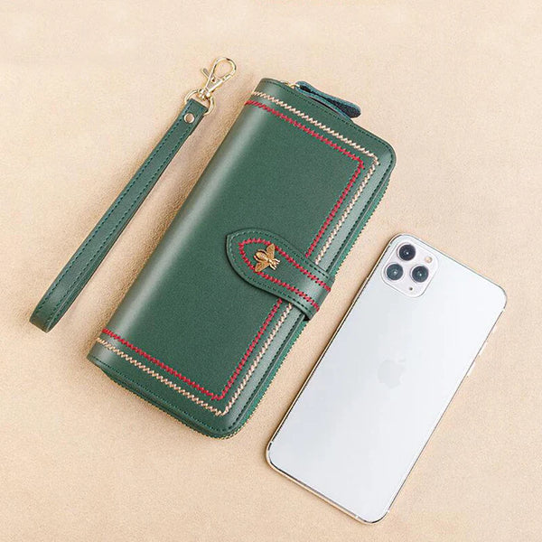 Cartera de Mujer de Cuero con Protección Anti-RFID