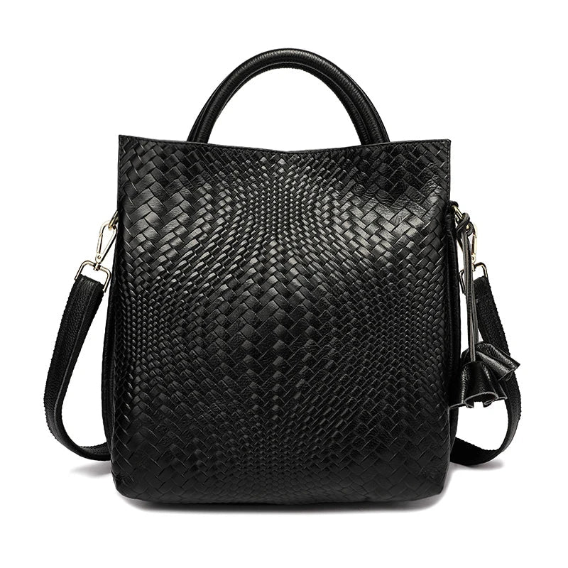 Bolso en Cuero Auténtico Trenzado