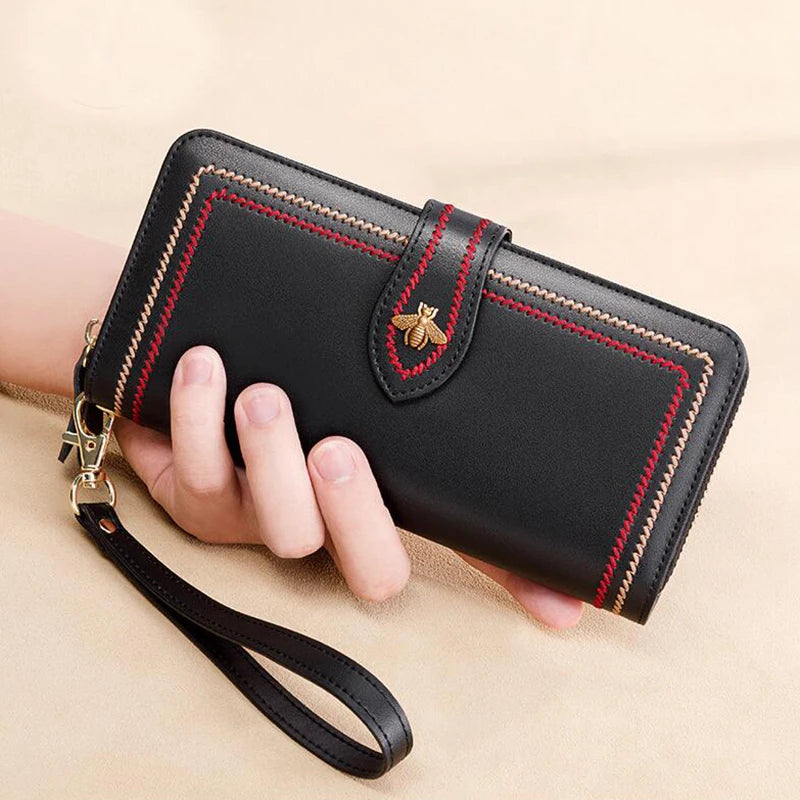 Cartera de Mujer de Cuero Genuino con Protección Anti-RFID
