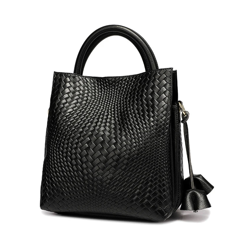 Bolso en Cuero Auténtico Trenzado