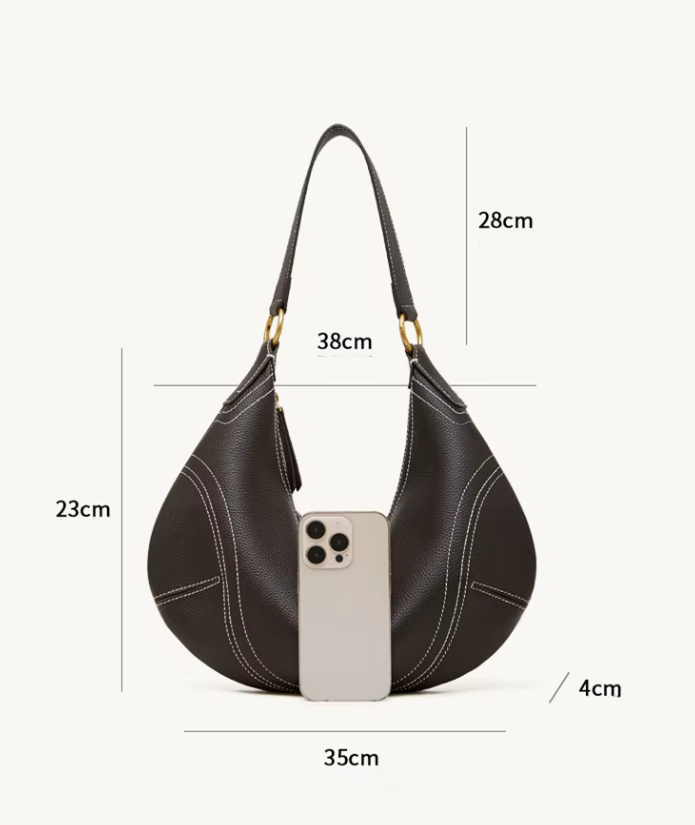 Bolso Bandolera Media Luna de Cuero Genuino