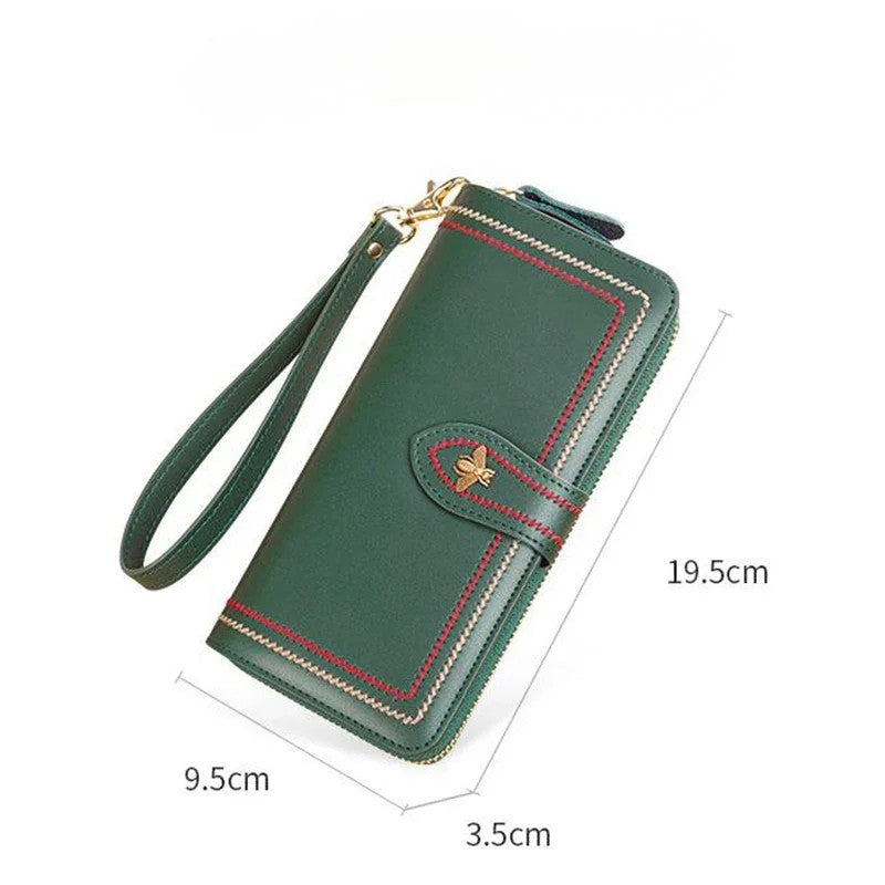 Cartera de Mujer de Cuero Genuino con Protección Anti-RFID