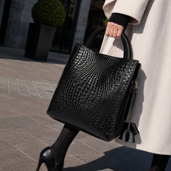 Bolso en Cuero Auténtico Trenzado