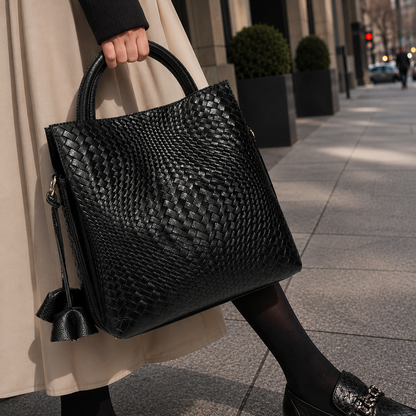 Bolso en Cuero Auténtico Trenzado