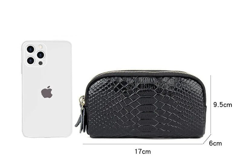 Bolso de Mano de Cuero con Diseño de Estampado de Serpiente
