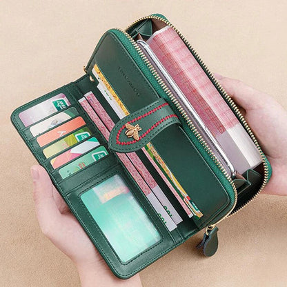 Cartera de Mujer de Cuero con Protección Anti-RFID